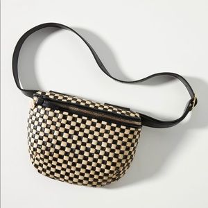 Clare V. checkered woven leather Fanny pack belt bag